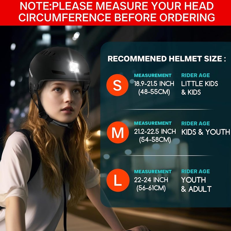 DKONI Bike Helmet with LED Lights Bicycle Helmets Commuter Cycling Helmet USB Rechargeable Front & Back LED Light Helmet for Adult Men Women - Image 2